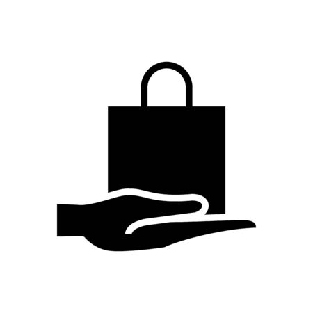 hand with shopping bag silhouette style icon vector illustration designのイラスト素材
