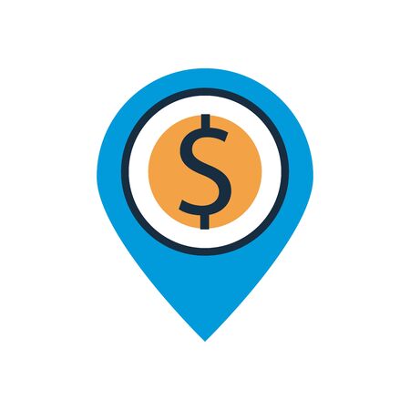 pin location with coin dollar fill style vector illustration designのイラスト素材