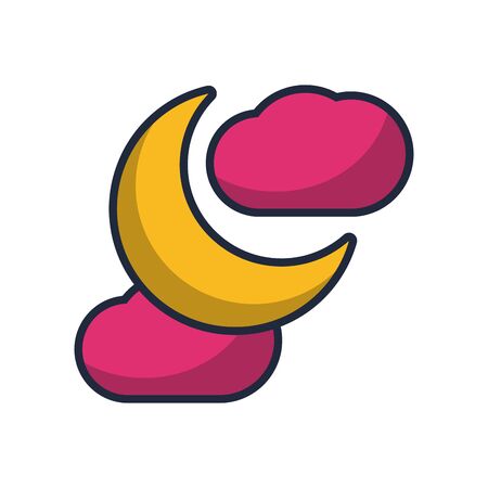 moon night with cloud fill style icon vector illustration designのイラスト素材