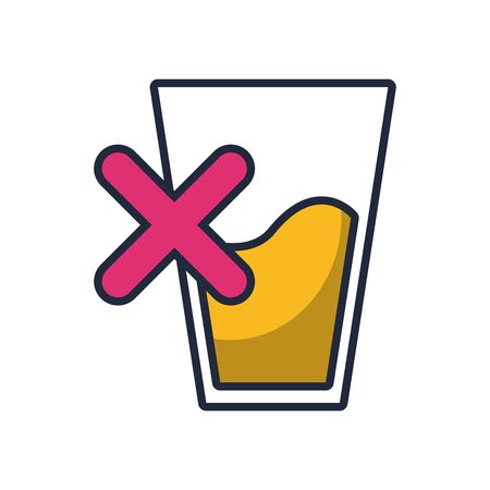 water glass with denied symbol fill style vector illustration designのイラスト素材