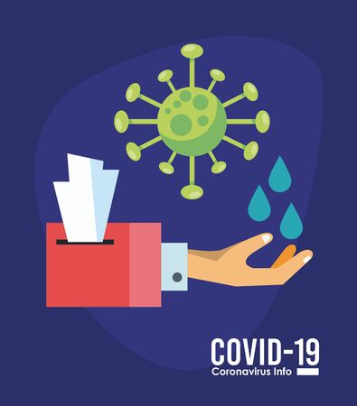 corona virus pandemic particle with hands washing vector illustration designのイラスト素材
