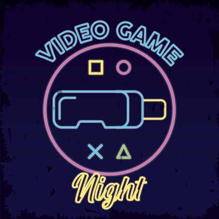 retro video game neon with vr mask vector illustration designのイラスト素材