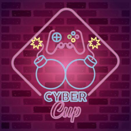 retro video game neon with control and bombs vector illustration designのイラスト素材