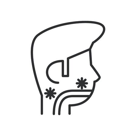 person with sore throat covid19 symptom line style icon vector illustration designのイラスト素材