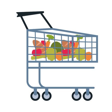 shopping cart with fruits and vegetables vector illustration designのイラスト素材