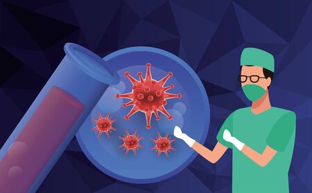 surgeon with laboratory equipment character vector illustration designのイラスト素材