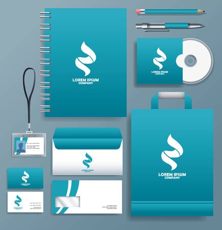 set stationary templates in gray color background vector illustration designのイラスト素材