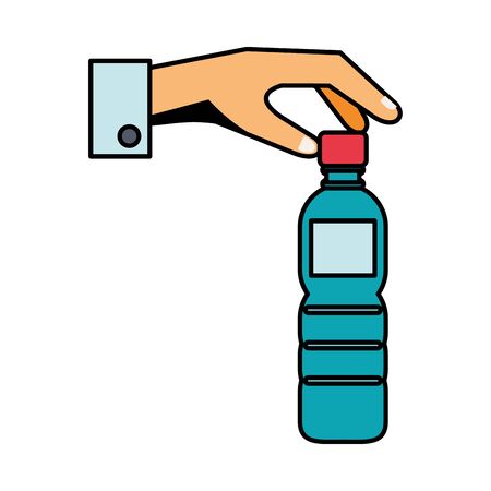hand with water bottle plastic vector illustration designのイラスト素材