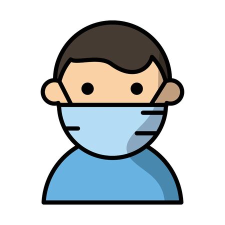 man wearing medical mask fill style vector illustration designのイラスト素材