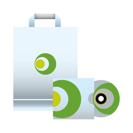 compact disk and shopping bag with stationery template vector illustration designのイラスト素材