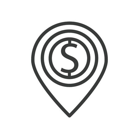 pin location with coin dollar line style vector illustration designのイラスト素材
