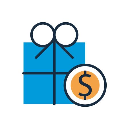 gift with coin dollar fill style icon vector illustration designのイラスト素材