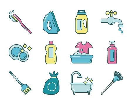 cleaning and desinfect set icons vector illustration designのイラスト素材