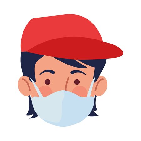 supermarket worker with face mask vector illustration designのイラスト素材
