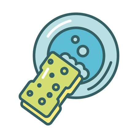clean sponge with dish fill style icon vector illustration designのイラスト素材