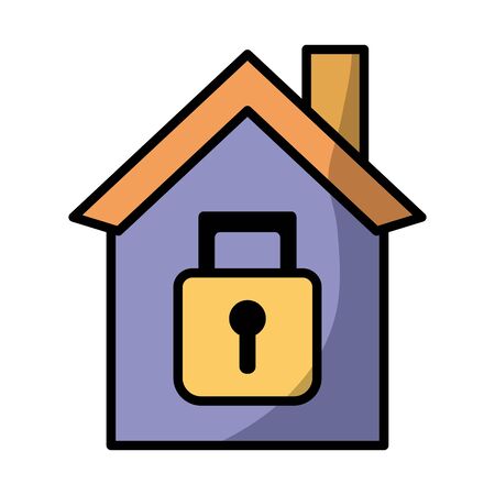house with padlock fill style vector illustration designのイラスト素材