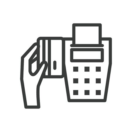 hand with credit card line style icon vector illustration designのイラスト素材