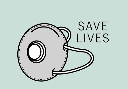 gray medical mask protection accessory for covid19 prevention method vector illustration designのイラスト素材
