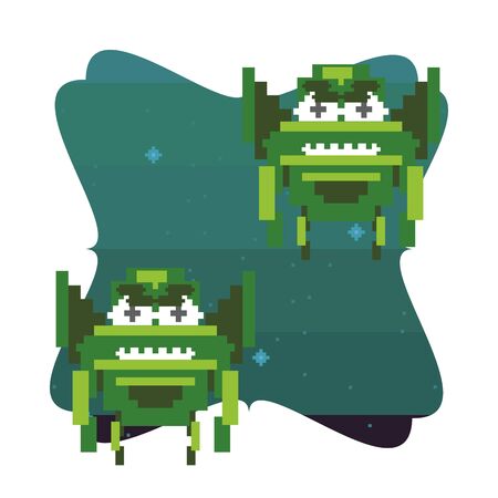 space aliens 8 bits pixelated icon vector illustration designのイラスト素材