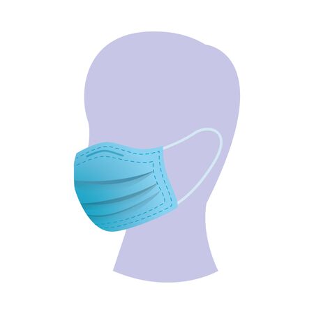 mannequin head with medical mask protection accessory for covid19 prevention method vector illustration designのイラスト素材
