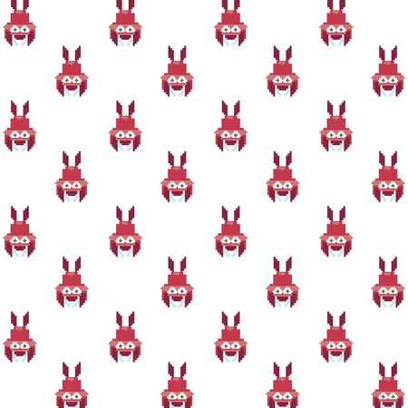 space aliens 8 bits pixelated pattern vector illustration designのイラスト素材