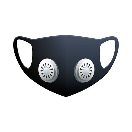 black medical mask protection accessory with filters line style vector illustration designのイラスト素材