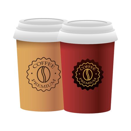 elegant cups of coffee products vector illustration designのイラスト素材
