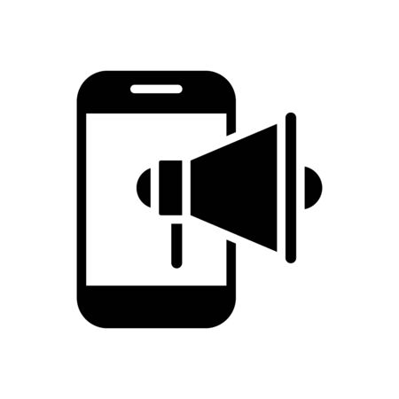 smartphone with megaphone silhouette style icon vector illustration designのイラスト素材