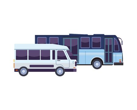 van and bus transport vehicles vector illustration designのイラスト素材