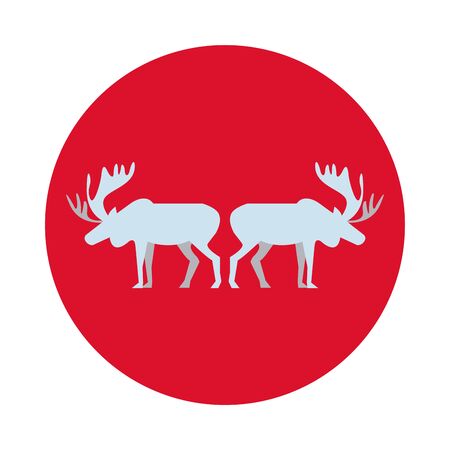 reindeer animals silhouettes isolated icons vector illustration designのイラスト素材