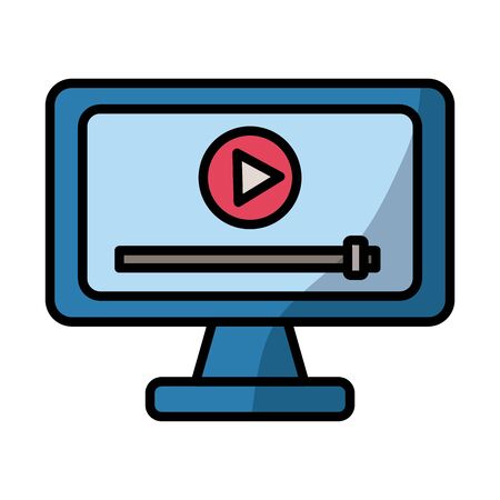 desktop with media player fill style vector illustration designのイラスト素材