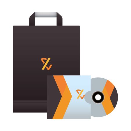shopping bag and compact disk with stationery templates vector illustration designのイラスト素材