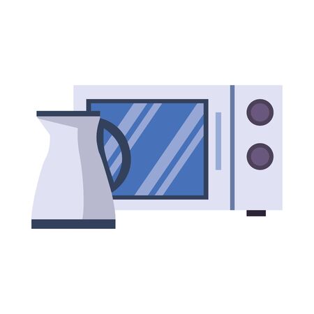 microwaves oven with kettle kitchen appliance isolated icon vector illustration designのイラスト素材