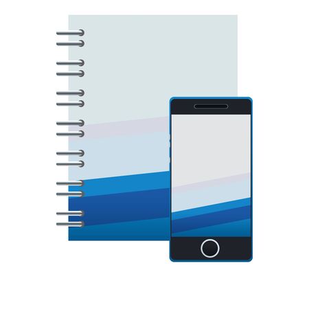 smartphone with notebook stationery templates vector illustration designのイラスト素材