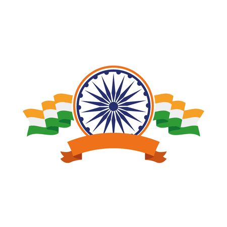 india country flags with chakra Ashoka vector illustration designのイラスト素材