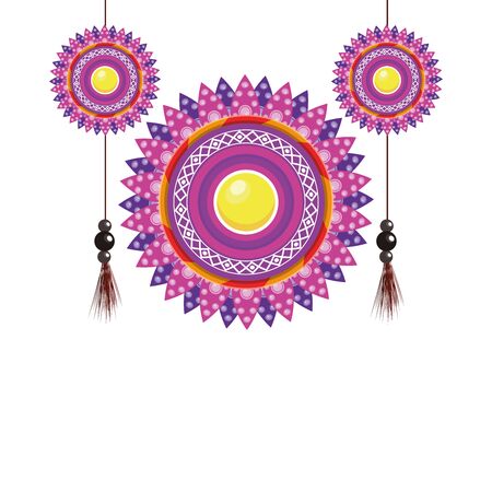 ethnic mandalas hindu style hanging vector illustration designのイラスト素材