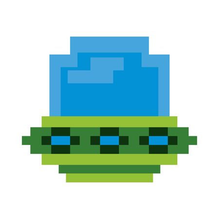 ufo flying 8 bits pixelated icon vector illustration designのイラスト素材