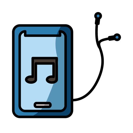 smartphone with music player fill style vector illustration designのイラスト素材