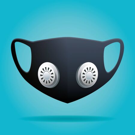 black medical mask breathing protective respiratory vector illustration designのイラスト素材