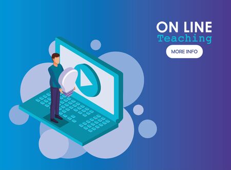 education on line technology with laptop vector illustration designのイラスト素材