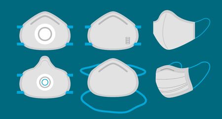 medical masks respiratory accessories for covid19 protection vector illustration designのイラスト素材