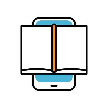 smartphone device with book fill style icon vector illustration designのイラスト素材