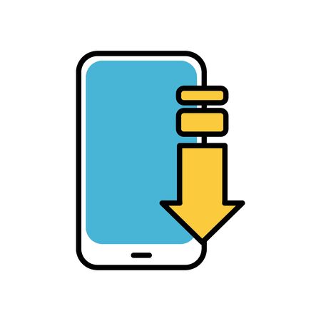 smartphone device with arrow download fill style icon vector illustration designのイラスト素材