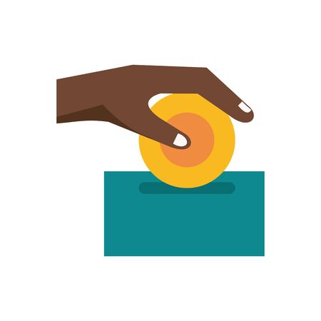 hand insert coin flat style icon vector illustration designのイラスト素材