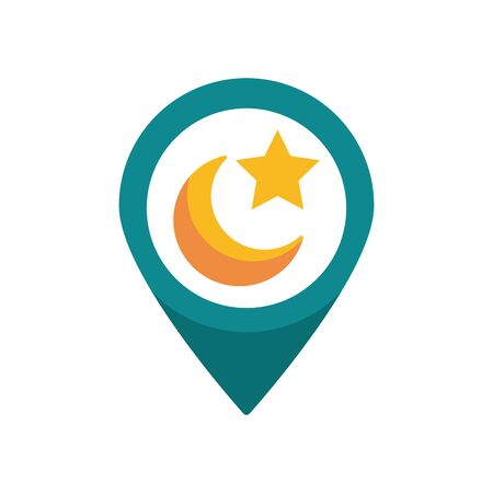 moon night with pin location flat style icon vector illustration designのイラスト素材