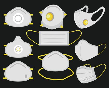medical masks respiratory accessories for covid19 protection vector illustration designのイラスト素材