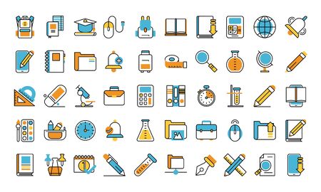 bundle of school supplies set icons vector illustration designのイラスト素材