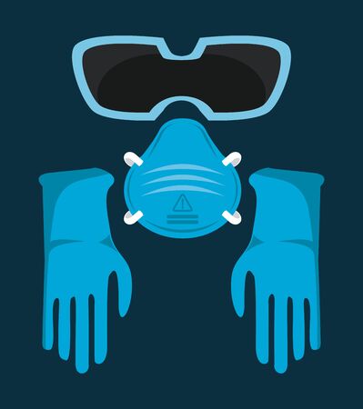 medical masks respiratory accessories for covid19 protection vector illustration designのイラスト素材