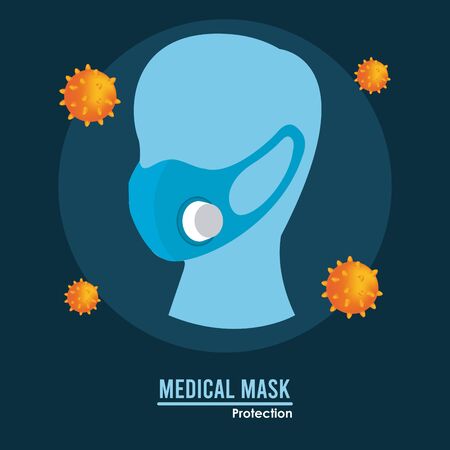 manikin with medical mask respiratory accessory for covid19 protection vector illustration designのイラスト素材