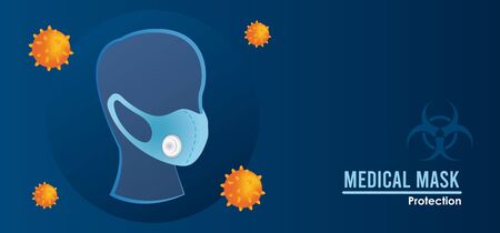 manikin with medical mask respiratory accessory for covid19 protection vector illustration designのイラスト素材